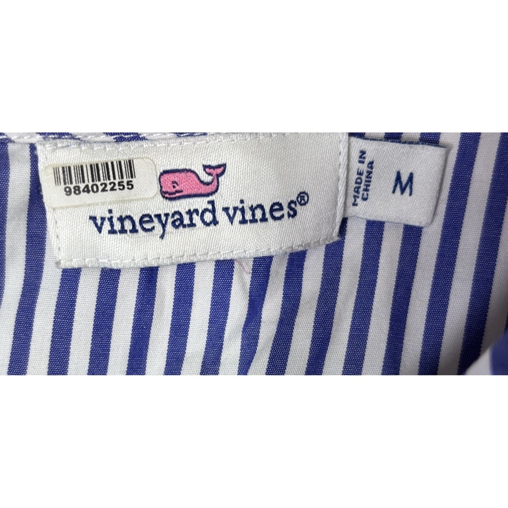 Vineyard Vines Stripe Blouse M Blue White Cotton Coastal Preppy Capsule Chic - Picture 8 of 9